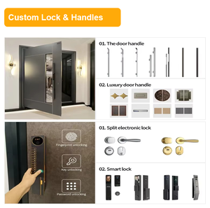 Puerta de Seguridad de Acero de Alta Calidad con Vidrio Insertado, Puerta Principal Decorativa para Casa, Proveedor de Fábrica en China - Product Image 6