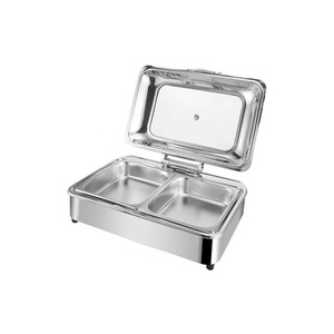 Hình Chữ Nhật Điện chafing Món Ăn Tự Chọn Đặt Bạc chafing Món Ăn Với Kính Nắp Thép Không Gỉ Tự Chọn Đặt Cho Ăn Uống Bếp - Product Image 6