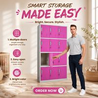 Armoire de rangement métallique moderne rouge à 12 portes pour employés, idéale pour chambre et bureau