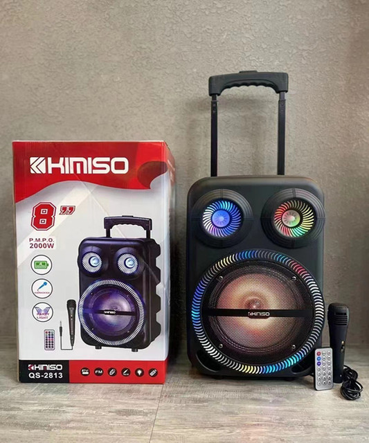 KIMISO High-power Outdoor Trolley for Speaker 8 Inch Portable Square Home Karaoke Built-in Microphone Remote Control Battery