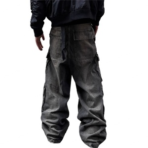 กางเกงยีนส์เดนิมทรงคาร์โก้เอวกลางขาบานสไตล์วินเทจแบบสโตนวอชสั่งทำขายส่งขนาด 14 ออนซ์สำหรับผู้ชาย - Product Image 2