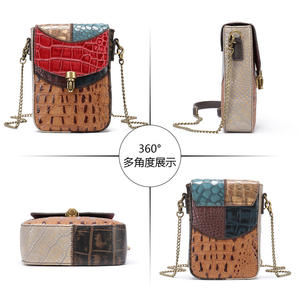 Sac à bandoulière en cuir de vache véritable AndoBag pour femmes, sac à main vintage décontracté pour téléphone avec patchwork coloré 7674 - Product Image 3