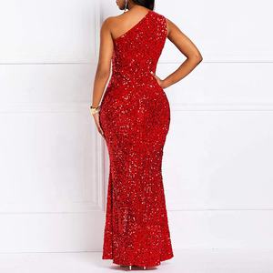 Eleganti Abiti da Sera Africani Formali con Paillettes Monospalla Abito Lungo Glitterato fino ai Piedi da Cerimonia Maxi Dress - Product Image 6