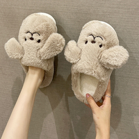 Vente chaude PP Coton Rempli Animal En Peluche Chien Pantoufles Super Doux En Peluche Personnalisé Souriant Blanc Longues Oreilles Enfants Femmes Cadeaux