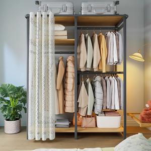 Armoire ouverte, <span class=keywords><strong>chambre</strong></span> à coucher, support de rangement de vestiaire en métal, support de vestiaire combiné walk-in, cintre au sol, personnalisé - Product Image 1