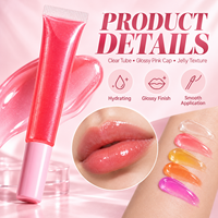 Huile à lèvres fruitée RTS hydratante, brillance intense, 8 saveurs, tube souple, faible MOQ 2 pièces, vente en gros, logo personnalisé