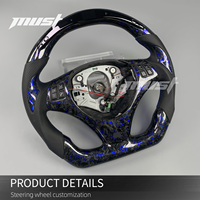 Volant personnalisé en fibre de carbone forgée bleue avec LED pour BMW M3 E90 E91 E92 E93 LCI E81 E82 E87 E88 330i 335i 135i 128i 2006-2013