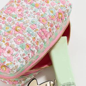 Pochette en coton matelassé écologique personnalisée, sac cosmétique floral, grande capacité, fermeture éclair portable, réutilisable, logo DIY, recyclable - Product Image 4