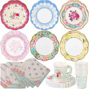 Assiettes en papier jetables rondes de 7 pouces à thème floral CMYK de qualité exceptionnelle, style moderne, très vendues pour les baby showers - Product Image 4
