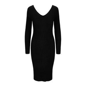 Fabricants de tricots personnalisés automne hiver noir élégant décontracté robes en <span class=keywords><strong>cachemire</strong></span> femmes Sexy <span class=keywords><strong>pull</strong></span> de rue tricot robes pour femmes - Product Image 1