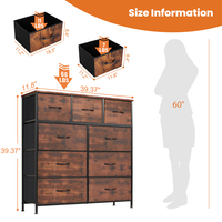 Commode moderne minimaliste pour chambre à coucher, armoire haute avec 9 tiroirs de rangement en tissu, organisateur de placard pour vêtements d'adultes et d'enfants