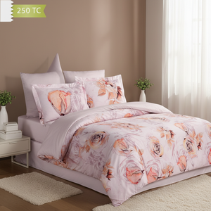 Varol 250 TC Bamboo Blend Cotton Satin Duvet Cover <b>Set</b> Floral Pattern Double Size for Home Use-ROSSY - Product Image 3