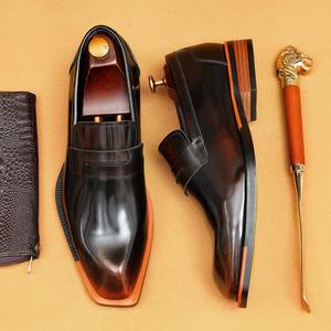 Mocasines de plataforma brillante de cuero genuino superventas para negocios, zapatos formales transpirables informales de estilo británico para Primavera/Verano - Product Image 2