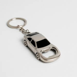 Nhà Máy Chải Thép Không Gỉ Bán Buôn Cá Nhân Hình Dạng Xe Tùy Chỉnh Kim Loại Keyring In Laser Logo Mở Chai Keychain - Product Image 1