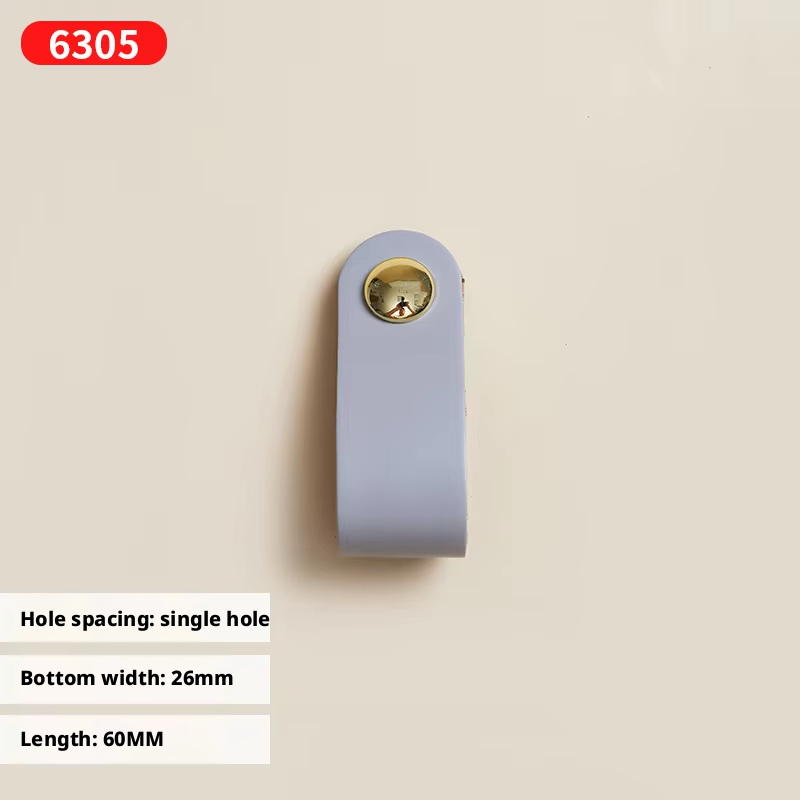 6313-Single hole round head haze blue leather+Bright gold