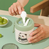 Tragbare Niedliche 304 Edelstahl Kinder-Thermoskanne für Mittagessen Auslaufsicher Mikrowellengeeignet mit Plastiklöffel