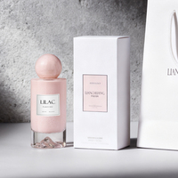 Flacon de parfum pour femmes en verre rose cylindrique de 100 ml, flacon de parfum à fond volcanique avec boîte cadeau personnalisée