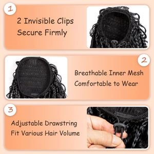 Boho Braiding Drawstring Ponytail 22 Inch Synthetic Fiber Bohemian Style Pony Tails BOHO Ponytail Fluffy Box Braiding Ponytail - Product Image 4