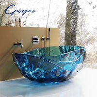 Nouvelle baignoire en résine de pierre artificielle de luxe, modèle personnalisé, colorée, autoportante, transparente, en cristal