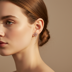 Boucles d'oreilles de qualité exceptionnelle, style simple et élégant, bijoux en gros, or rose massif 18 carats, diamants naturels véritables - Product Image 3