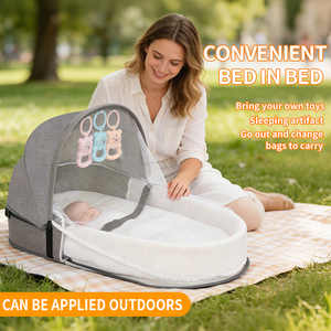 Lit de bébé pliable portable multifonctionnel, sac de voyage pour maman, sac de couchage pour nouveau-né résistant à la pression, lit gigogne en polyester et coton - Product Image 3