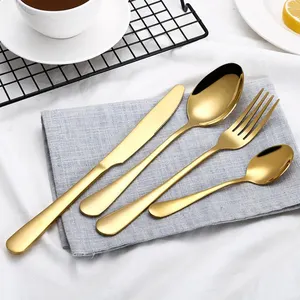 थोक सस्ते दर्पण पॉलिश चांदी के बर्तन Flatware कटलरी सेट, 4 टुकड़ा स्टेनलेस स्टील के बर्तन चाकू कांटा चम्मच सेट कटलरी