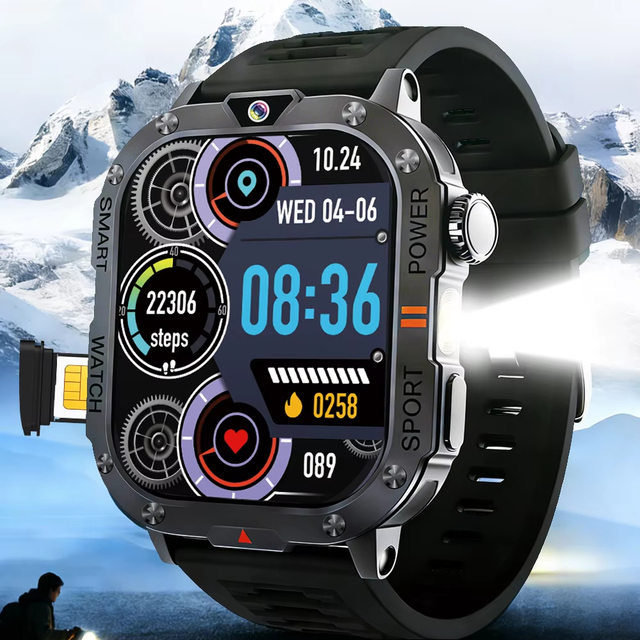 Cheap 2G Sim Card Call BW18 Smart Watch 2.01" Big Screen Flashlight BT Call Dual Chip Dial Camera Health Monitor Smartwatch