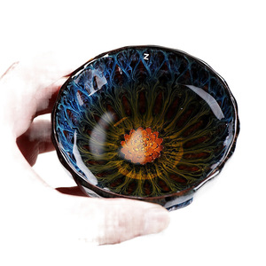 Tasse à thé en céramique à motif floral plaqué or, bol à thé Kung Fu Jianzhan, tasse individuelle pour usage domestique, cadeau - Product Image 5