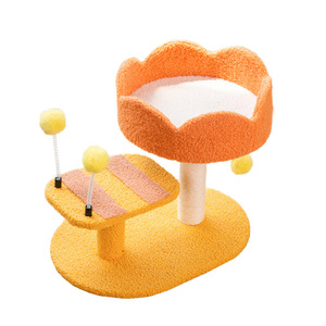 Torre de sisal multinivel para gatos, diseño de flor de <span class=keywords><strong>abeja</strong></span>, con poste rascador floral y <span class=keywords><strong>bolas</strong></span> colgantes, inspirada en un árbol - Product Image 3