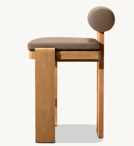 Chaise de bar et de salle à manger moderne en teck massif mobilier d'extérieur pour cour, patio, hôtel et parc - Product Image 4