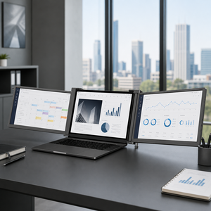 Moniteur portable triple écran 15,6 pouces avec USB-C et Mini HDMI toutes fonctions pour un travail multi-écrans efficace - Product Image 1