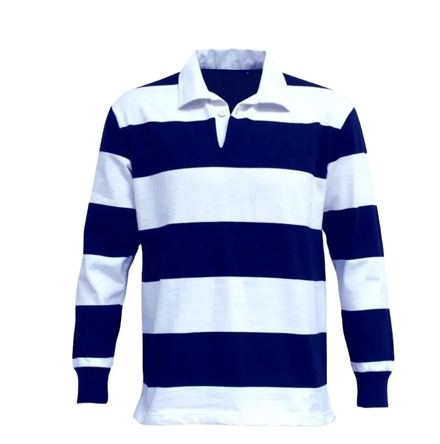 Herren Baumwolle gestreift Old School Rugby Polo Shirts Langarm Rugby Fußball Wear Shirts & Tops Custom Designs Sportswear Erwachsene