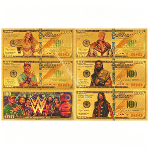 Tarjeta Conmemorativa de Lucha Libre <span class=keywords><strong>WWE</strong></span>, Billete de Oro de 24K, Set Coleccionable de Recuerdos - Product Image 1