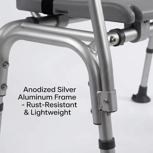 Silla de Ducha Deslizante de Aluminio <span class=keywords><strong>RUFU</strong></span> RF3401A con Reposabrazos Giratorios, Altura Ajustable, Acabado Mate, Capacidad de 150 kg, Diseño Moderno - Product Image 3