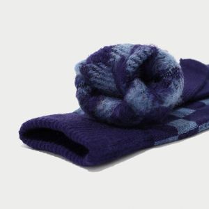 Korean Style Winter Outdoor Plaid Knitted Warm Cold Proof Scarf Gloves Beanie Hat Suit - Product Image 6