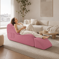 Canapé paresseux modulaire moderne en tissu capitonné en forme de S, avec mousse haute densité, sans armature, ultra doux et confortable pour salon et chambre
