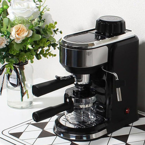 Machine à expresso, type vapeur, semi-automatique, électrique, 220V, norme européenne, acier inoxydable noir - Product Image 1