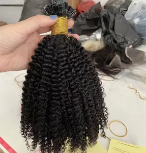 Extensão de cabelo humano, atacado 3b 3c flatip microlinks vendedores 100% remy peruano virgem 12a cor natural 4c cachos encaracolados