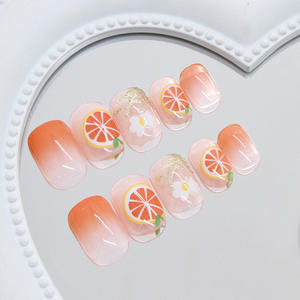 Gradient orange vibrant et ludique en gros bon marché d'usine avec nœud papillon et <span class=keywords><strong>autocollants</strong></span> pour <span class=keywords><strong>ongles</strong></span> détachables mignons, 24 pièces - Product Image 4