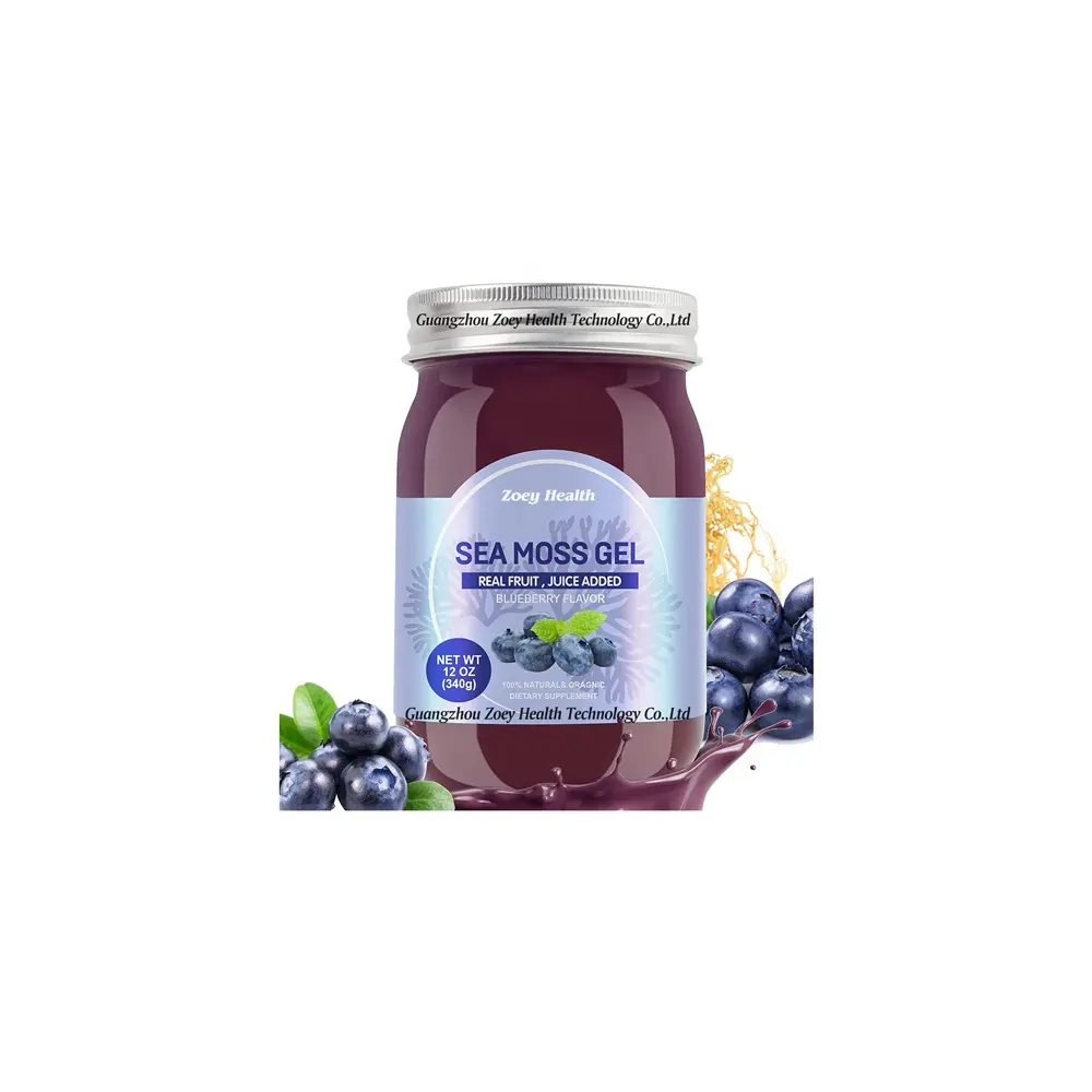 Gel de mousse de mer Gel de mousse de mer irlandaise crue biologique Vegan Superfood Soutien immunitaire et digestif Vitamine Minérale Saveur de myrtille