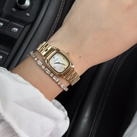 Montre de luxe pour femme Scottie 9194d, forme tonneau rectangulaire, incrustation nacre, acier inoxydable, cadeau idéal