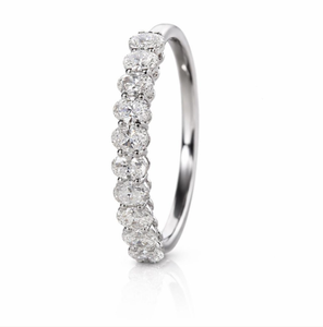 Oval Lab Grown Diamond Wedding Band, Half Eternity <b>Ring</b>, Minimalist Stackable, Anniversary Gift for Women, <b>Dainty</b> Bridal - Product Image 4