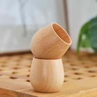 Tasse à saké ronde en bois, taille personnalisée, bois de hêtre naturel, couleur originale, tasse à thé ou à café de bureau