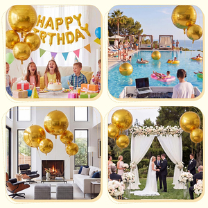 <span class=keywords><strong>Ballon</strong></span> sphérique géant 4D rond en aluminium or/argent de <span class=keywords><strong>50</strong></span>/60/70 pouces pour la décoration de fêtes d'anniversaire et de lancement de centres commerciaux - Vente en gros - Product Image 3