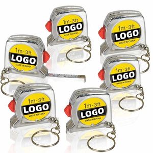 3ft <b>Mini</b> Tape Measure Keychain Retractable Steel Ruler Imperial Metric Dual <b>Scale</b> Pocket Tool for US Promotional Gift Bulk - Product Image 1
