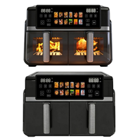 Friteuse à air numérique électrique à double zone 10L, double panier, 10 programmes prédéfinis, écran LED, rôtissage, cuisson, grill pour usage domestique