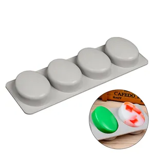 Silicon Soap Molds 4 Cavity Recycle Oval Soap Mold Silicon Customize Form Soap Making Homemade Mold Craft For Family Bathroom Custom Soap Shaped