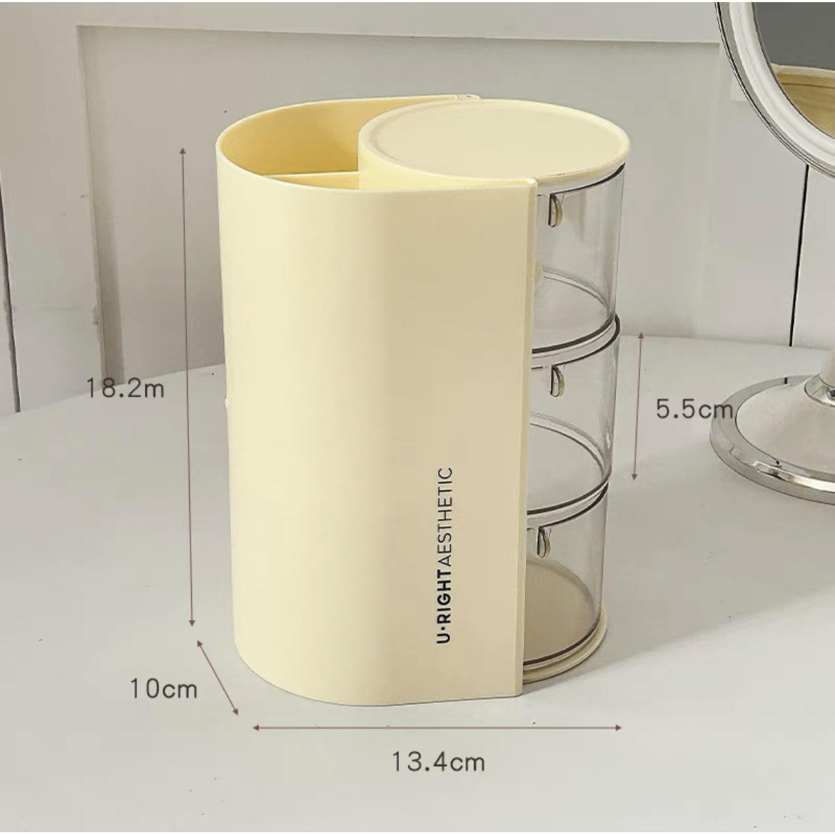 ครีมไวท์ - สามชั้น [ที่เก็บของแบบสองในหนึ่ง]