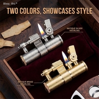 Briquet Classique Rétro YN en Alliage de Zinc, Briquet à Flamme Ouverte, Cadeau d'Extérieur pour Hommes, Briquet à Kérène Bicolore