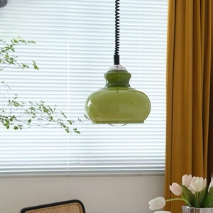 Vintage Scandinavian French-Style Milk Glass Chandelier; Postmodern Teal Orange Pendant <b>Light</b> for Study <b>Dining</b> Room Bedroom - Product Image 6